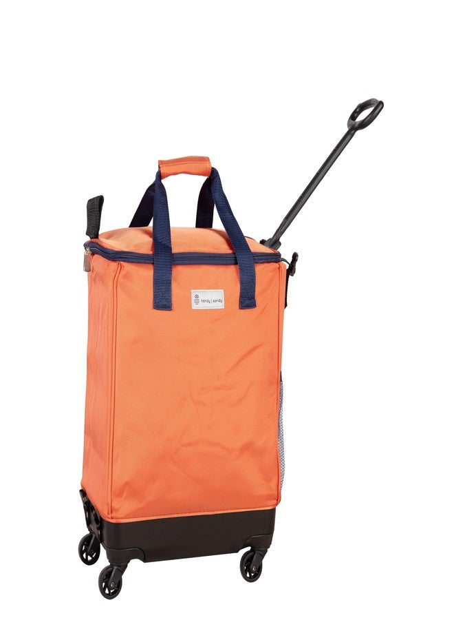 Handy Sandy Haul-It Foldable Rolling Tote - Patented Heavy-Duty Utility Bag with 8 Spinner Wheels, - Reusable Grocery Cart, Laundry Carrier, Travel Tote, Commuter Bag for Shopping & More- Orange - Image 1